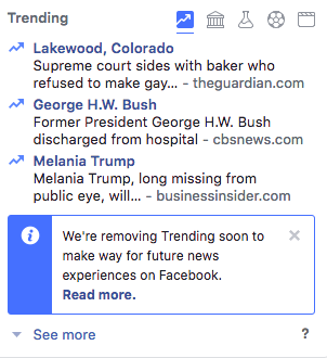 Facebook Trending Section